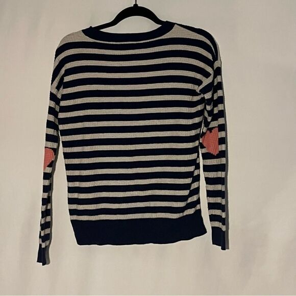 Women's Madewell Wallace Navy Striped Sweater with Heart Elbows - Picture 7 of 8